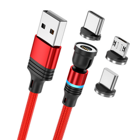 Wholesale Magnetic 3-in-1 Fast Charging Rotating Magnetic Phone Charger Cable for Phone 540 Degree Rotate 2.4A