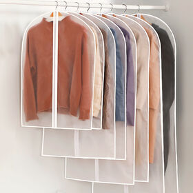 Wholesale Translucent PEVA Garment Bag Dustproof Waterproof Suit Covers Hanging Clothes Storage Bag for Closet Organizer