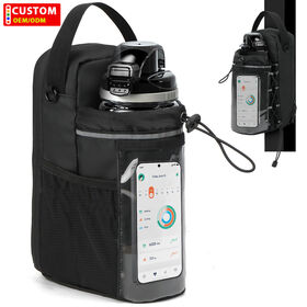 Tas Selempang Gym Magnetik dengan Tempat Botol, Saku Ponsel Layar Sentuh Transparan, Tas Olahraga yang Dapat Disesuaikan untuk Olahraga Saat Bepergian