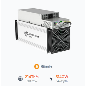 جهاز تعدين ASIC موفر للطاقة بقدرة 3140 واط Whatsminer M70 بقوة 214TH/S لتركيبات تعدين عالية الكفاءة