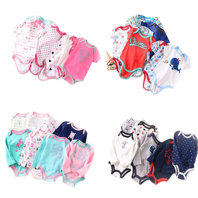 Hochwertige Unisex-Baumwoll-Strampler, Jumpsuit-Outfits, lässige, voll bedruckte Baby-ODM-Serie, Rüschen, Lagerüberbestände, Markenware für Mädchen