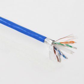 Câble Ethernet CAT6 Blindé RJ45 FTP Cuivre Massif Bleu, 23AWG, 0.56mm, Gaine PVC