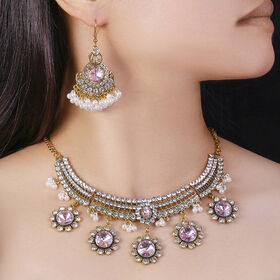 Ensemble De Bijoux Traditionnels Indiens Neufs - Collier Et Boucles D’oreilles Perles - Marque Friedmans Jewelers
