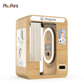 Wooden Enclosed Photo Booth Kiosk with Payment Machine Enclosed Photo Booth for Shopping Malls Photo Booth Bar Event