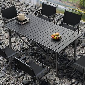 Modern Portable Stainless Steel Iron Tables and Chairs Durable Foldable Outdoor Furniture Set for Camping and Picnics