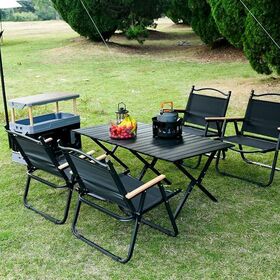 Venda por atacado da fábrica de móveis de piquenique duráveis para exterior, conjuntos portáteis de mesa e cadeiras dobráveis de alumínio para camping