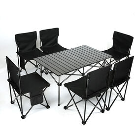 Mesa dobrável de alumínio portátil e cadeiras Adequado para Camping ao ar livre, Pesca, Piquenique de praia, Churrasco, Conjunto dobrável conveniente