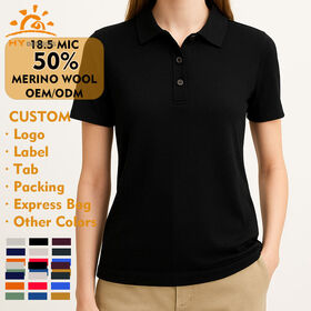Lightweight Women's Collared Tee, 50% Merino Wool + 45% Coolmax 200gsm Fabric, Breathable Short Sleeve for Daily Wear