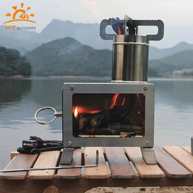 Estufa de camping de mesa ultracompacta-Diseño plegable Carbón/leña Calefacción Cocina Suministro a granel
