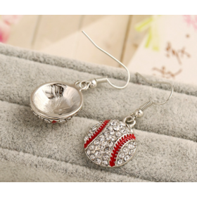 Hot-selling ball game earrings, fashionable and classic rhinestone baseball, basketball and football pendant earrings