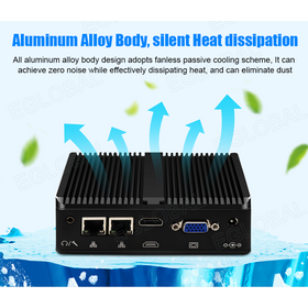 EGLOBAL Pabrik OEM/ODM Mini PC Fanless In-tel J5005 Dual Lan 2*Com DDR4 VGA HD 2*USB Win10 Linux IOT Komputer Industri Untuk Kios
