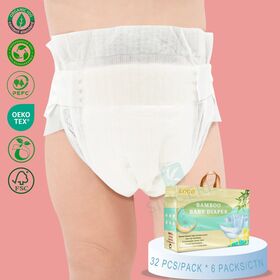 Fraldas descartáveis para bebês com prevenção de vazamento 3D, fralda de fibra de bambu biodegradável para bebês, fralda respirável