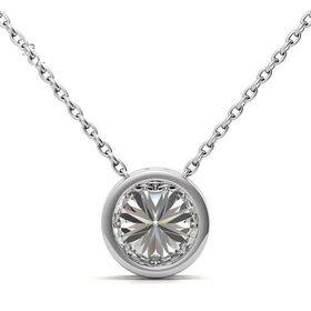 Fashion 14k Gold Bezel Setting Pendant 1ct Round Brilliant Cut Lab Grown Diamond IGI Certified CVD HPHT Diamonds Necklace