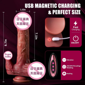 Dildo Telescópico Inalámbrico con Textura Realista, Juguete Sexual Vibrador de Silicona Líquida, Certificado CE