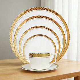 Luxury Gold-trim Dinnerware Includes Gold Rimmed Dinner Plates Espresso Cup Saucer Dish Plate and Dinner Plate OEM/ODM Available