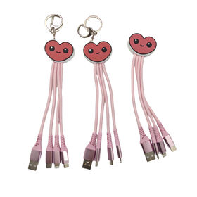 Großhandel 3-in-1 Multi Niedliches USB-Kabel Schlüsselanhänger Neues Design Niedliches Ladekabel Schlüsselanhänger Typ C Datenkabel