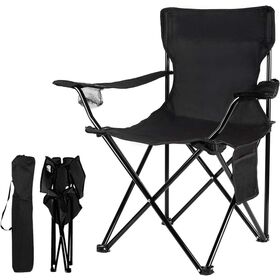 Cadeira de Camping Dobrável Barata com Bolso Lateral para Exterior - Cadeira de Pesca Dobrável Fácil de Transportar