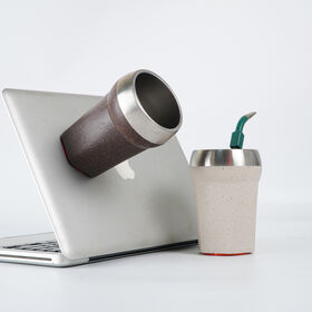 New Suction Yerba Mate Cup Inner Stainless Steel 304 Material Outer Reusable Coffee Grounds Double Wall Non-spill Non Falling Mug