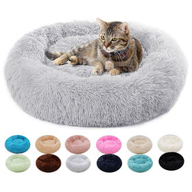Panier Rond de 40 cm pour Chat, Maison Douce en Peluche Longue pour Animaux de Compagnie, Lit pour Chiens, Produits pour Animaux, Coussin, Tapis pour Chat, Canapé de Couchage pour Animaux