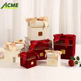 Vente chaude Usine Velours Bow Boîte Cadeau En Carton pour Les Cosmétiques avec Revêtement Écologique et Carton Recyclé