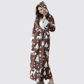 Factory Price robe hooded bathrobe coral fleece ladies thickened and long couple bathrobe men sleeping robe