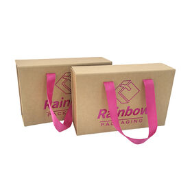 Boîte Cadeau Pliante avec Poignée Ruban, Logo Personnalisé et Taille Sur Mesure pour Vêtements et Bijoux