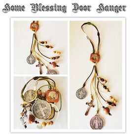 St Benedict Medals Home Blessing Door Hanging with St Michael Medal Prayer Cards Home Protection,House Blessing Gift Set