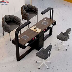 Professional Salon Multi-Functional Nail Table Set Spacious Tabletop Organized Storage with Ergonomic Seating for Nail Studios