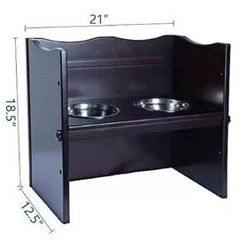 Factory Wooden Furniture Supplier Black Color Adjustable Heights Raised Dog Feeder Pet Bowl Cat Bowl Dog Bowl with Stand Work