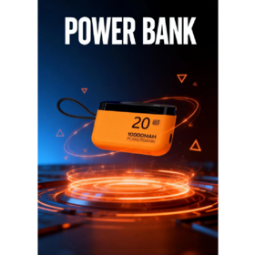 Powerbank mit integriertem Kabel 10000 mAh 20W - Schnellladung USB C Power Delivery