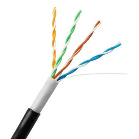 UTP Cat5e 1000FT Outdoor Ethernet Cable PVC and PE Jacket UV Resistant Direct Burial Black Color