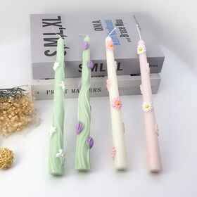Bougies Coniques Parfumées Décoratives avec Fleurs en Relief, Faite à la Main, Multicolore, Design Original P30F pour la Maison et les Fêtes - Vente en Gros