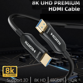Stainless Steel Armoured HDMI 2.1 8K Optical Fiber Cables for Audio-visual Industry Cabling, Medical Fields, Home Theater, Gaming