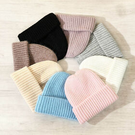 Factory Sale - Wholesale Double Flap Thick Fluffy Rabbit Fur Beanie, Unisex Winter Blank Knit Beanie, Wholesale