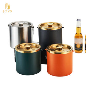 دلو ثلج بارد محمول من الفولاذ المقاوم للصدأ مع غطاء للفنادق من أجل حفلات تبريد الشمبانيا والبيرة الأساسية