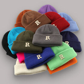 Vente en gros d'usine Hiver Épaissi Bonnet Tricot Cache-Oreilles Chaud Couleur Unie Unisexe Bonnet Fait Main pour Temps Froid Hip-Hop Street Wear
