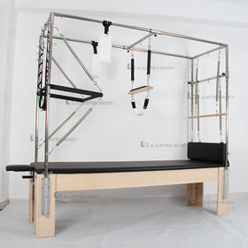 Équipement professionnel de Pilates Reformer en hêtre pour entraînement à domicile, étirements et exercices, Pilates Cadillac, vente directe d'usine