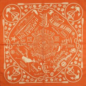 Soft and Breathable 100% Cotton Orange Anchor Print Square Headscarf