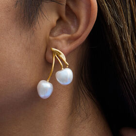SISSLIA Classic Elegant Pearl Earring 18K Gold Plating Stainless Steel Fashion Pearl Jewelry Trendy Acrylic Pearl Cherry Earring