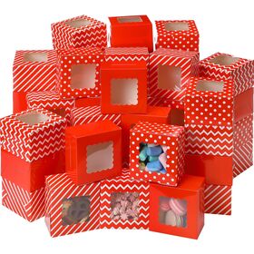 Cajas de dulces rojas y blancas con impresión personalizada, cajas de papel navideñas para pan, ideales para pasteles, cupcakes y galletas