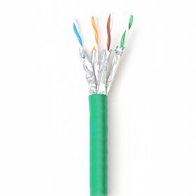كابل إيثرنت LAN نحاسي CAT6A SFTP محمي أخضر 23AWG غلاف LSOH جديلة ورقائق الألومنيوم مع سلك تصريف اجتاز اختبار الجودة