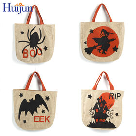 Wholesale Custom Embroidery Jute Halloween Gifts Candy Bag Festival Tote Bag