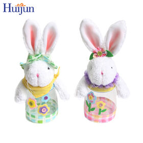 Creative Cute Plush Rabbit Ornaments Gifts Easter Bunny Candy Jar for Party Decorations