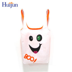 Wholesale Halloween Felt Ghost Shape Tote Bag with Boo Candy Gift Handbag Shopping Storage Bag