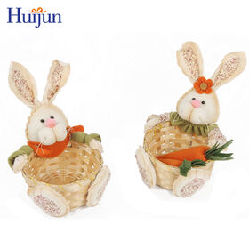 Hot Sale Handmade Eco-Friendly Lovely Party Supplies Easter Bunny Bamboo Basket
