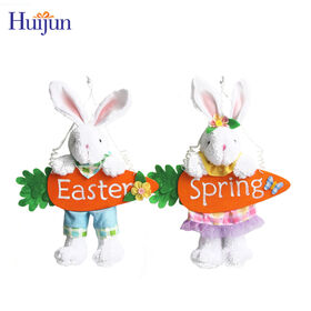 OEM Fluffy Bunny Rabbit Hanging Welcome Sign for Easter Home House Party Pendant Banner Decoration