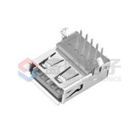 Pin Pengisian Daya Konektor USB Female Socket 90 Derajat AF DIP 4P Tipe A Curl Brim Port Pengisian USB untuk Aplikasi PCB Laptop