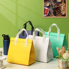 Bolsa nevera pequeña no tejida con logo personalizado para llevar, ideal para yogur, té con leche, comida rápida, helados y embalaje de papel de aluminio
