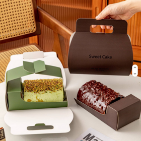 Custom logo printing Paperboard Bakery gift boxes Packaging Dessert Cake Box Cake Roll Box with Handle