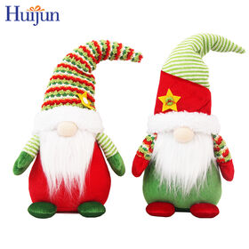 New Design 16" Green Velvet Gnomes Toy Plush Faceless Rudolf Elf Doll for Christmas Decoration